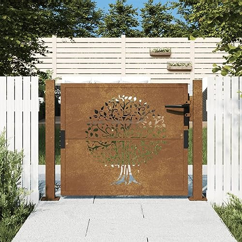 Recinzione e barriere, cancelli da giardino, 105 x 80 cm, in acciaio corten