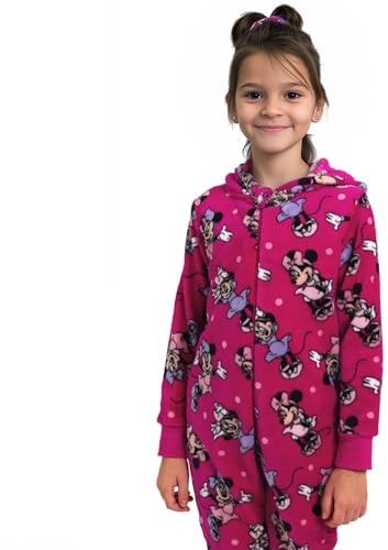 United Labels Disney Minnie Mouse Mädchen Rosa Kapuzenpullover Overall Lang Pyjama Einteiler für Kinder