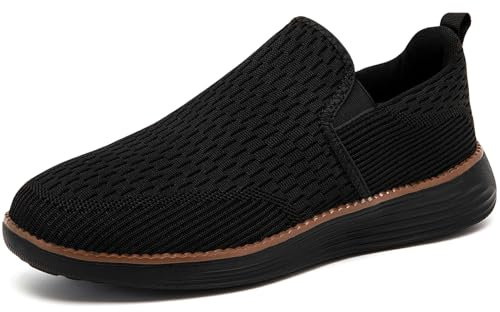 ZGPWZWL Schuhe Herren Slipper Slip on Sneaker Loafer Mokassins Leichte Sommerschuhe Anzugschuhe Atmungsaktive Business Freizeitschuhe Schlupfschuhe,Schwarz,EU42