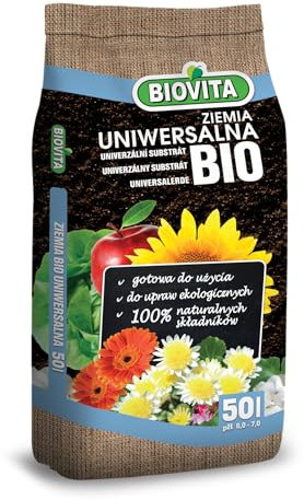BIOVITA Bio Universelle Blumenerde 50L – Natürliche, Bio Pflanzenerde für Haus- und Gartenpflanzen