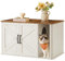 Feandrea Katzenhaus, Katzenklo-Schrank modern, Vordereingang, mit Doppeltür und Griffen, als Sideboard, 85 x 48,5 x 50 cm, honigbraun-vintageweiß PCL012K01