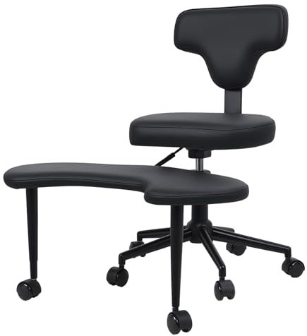 Makamsui Meditationsstuhl ADHS Bürostuhl Kreuzbein-Schreibtischstühle mit Rollen mit Lendenwirbelstütze und höhenverstellbar, Kniestuhl, Yoga-Schreibtischstühle für Erwachsene, Beige