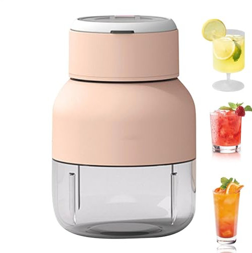 Mezclador de batidos portátiles, mezcladora portátil, 6 cuchillas, tazas de exprimidor para batidos y batidos de jugo, 350 ml, batidora con pantalla LED, exprimidor recargable, lento, exprimidor