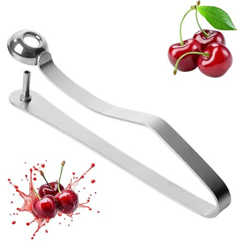 Kirschentkerner Hand Kirschkernentferner Entkerner Tragbar Kirschkernentferner Handbuch Edelstahl Entkerner Kirschen, für Entkernen von Früchten Beeren Datteln Weißdorn und Kirschen