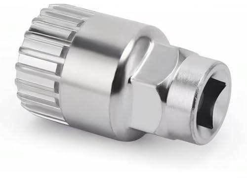 Fahrrad Innenlager Entferner Werkzeug, Kurbelabzieher Entferner, Universal 24 mm 20-Zahn-Tretlager, Innenlagerschlüssel für Shimano, Robustes Werkzeug mit 1/2 Steckverbindungen(silbrig)