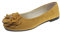 Womens Suede Loafers Shoes - Women's Ballet Flats Pumps Leather Lightweight Suede Round Toe Shallow Mouth Soft Bottom Bow Flat Shoes Single Shoes Yellow