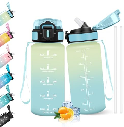 HoneyHolly Borraccia 500Ml, Senza BPA & A Prova di Perdita, Borracce con Cannuccia, Reutilizables, Water Bottle, Bottiglia Motivazionale per Scuola, Palestra, Ufficio, Running