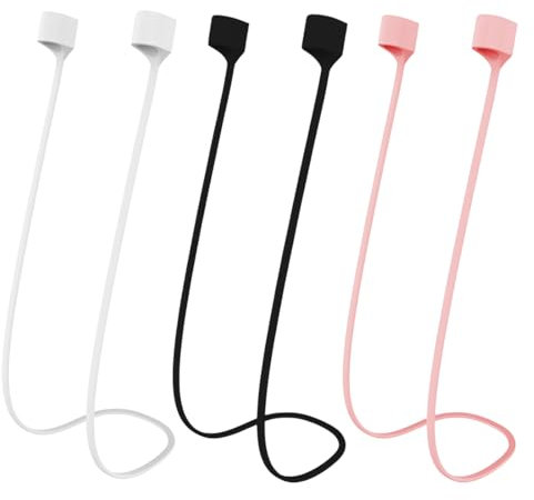 3 Pcs AirPods Halteband, Magnetic Strap, Magnetische Anti Verlust Gurte, AirPods Straps aus weichem Silikon kompatibel mit AirPods 1, 2, 3, 4; AirPods Pro 1, 2 (Schwarz/Weiß/Rosa)