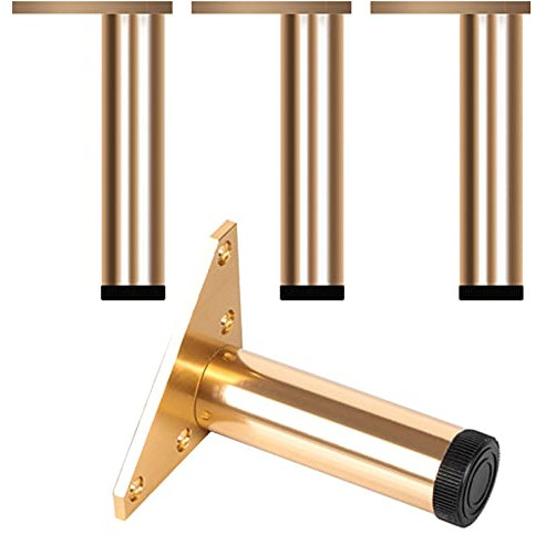 KHLMSRXJ Lot de 4 Pieds de Meuble en métal doré, réglables, Robustes, en Alliage d'aluminium de Haute qualité, pour canapé, Armoire, Cuisine, 6 à 40 cm (6 cm, doré)