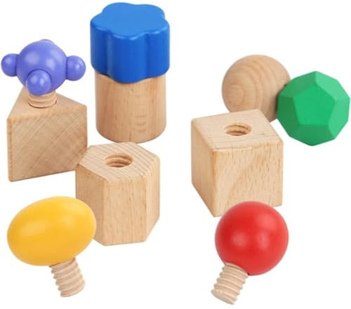 Vobumix Juego De Tuercas Y Tornillos De Madera, Juguetes De Construcción Montessori para Niños De 1 a 3 Años, Bebés Y Niños En Edad Preescolar.