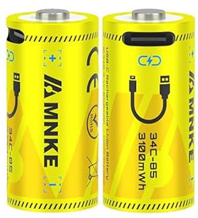 2PCS Rechargeable Lithium Batteries With USB-C Cable Fast Charging Battery 3.7V 3100mWh High-Capacity 1000+ Cycles Ultra-Long Lasting Time Durable Cycle Smart Charging LED Indicator（2PCS 3.7V 3100mWh）