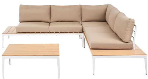 Beliani Modern Garden Outdoor Conservatory Furniture Set Cushions Light Brown Positano