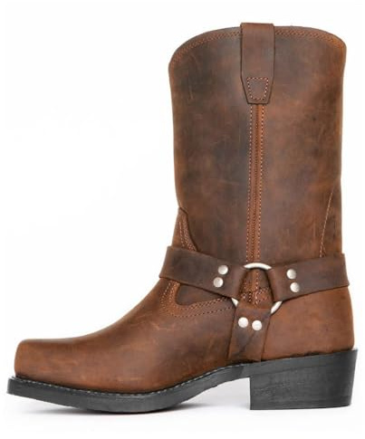 ticticlily Stivali Uomo Autunno Inverno Cerniera a Punta Quadrata Modello Vintage Ricamato Scarpe Stivali da Cowboy