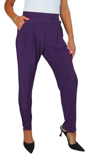 Paulo Due Smart Pull On Trousers for Women High Rise Elasticated Waist | Ladies Tapered Leg Trousers, Stretch On, Lightweight Trouser UK, Smart Office