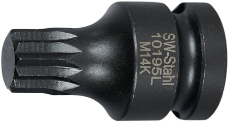 SW-Stahl 10195L-14K Fahrwerk Spezialeinsatz XZN M14 x 40 mm Vielzahn | Schlagschraubergeeignete 1/2 Zoll Impact-Stecknuss, Chrom-Vanadium, für Bremsträger und Stoßdämpfer am VW Passat 3C