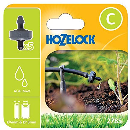 Hozelock 2785P0000 End Line Pressure Dripper, 4/13 mm - Pack of 5