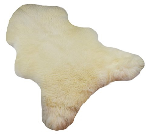 Naturasan Lammfell Langhaarig - Flauschiger Teppich für Wohnzimmer, Schlafzimmer etc, echtes Schaffell für Sofa, Couch, Stuhl, Rund Um Den Esstisch, Natur, Woll Weiß (100-110cm)