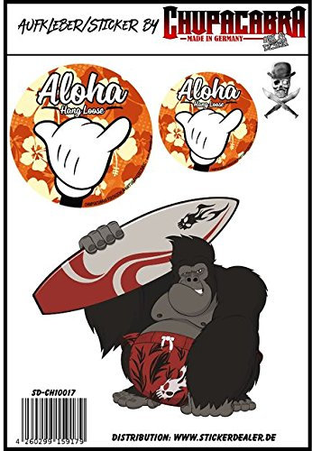 unbekannt Surfer Aufkleberset Sticker Gorilla Surfbrett