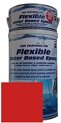 New! Water Based Epoxy Marine Paint for Boats, Yachts & Marine Vessels. Interior and Exterior use. 1L (Red)