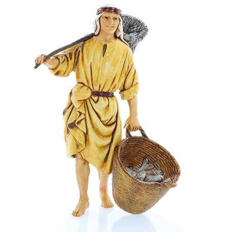 Moranduzzo Fischer für Krippe 13 cm Maßstab 1:15 - Unzerstörbare Krippenfiguren - Stil 700', Handbemalt, Offizielles Produkt, Hergestellt in Italien, Bildhauer M. Landi