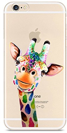 CrazyLemon pour iPhone SE 5 5S Case Silicone, Coque Souple Transparente TPU Silicone en Gel Case Ultra-Light Ultra-Mince Skin de Protection Pare-Chocs Anti-Choc pour iPhone 5 5S SE - Girafe colorée