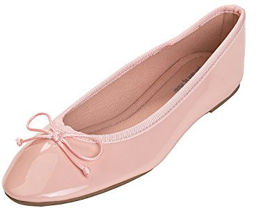 Feversole Women's Macaroon Colorful Memory Foam Cushion Ballet Flat Pumps Patent Pink