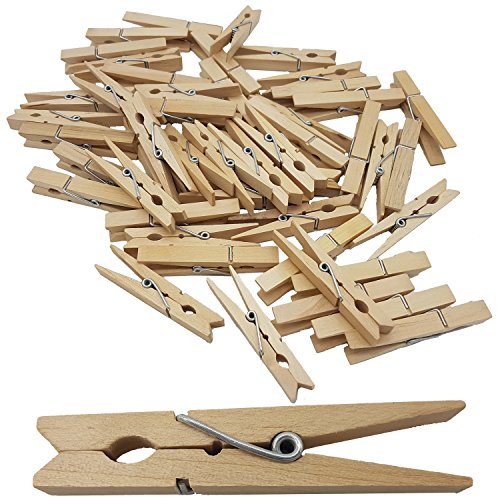 Land-Haus-Shop Wäscheklammern Set 48x aus Holz, Metall für Wäsche Leine Spinne Trockner Klammer