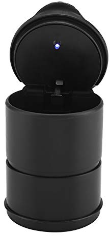 Car Ashtray, Portable Lidded Car Ash Tray Holder Cup with Blue LED Light for Most Car Cup Holder, Flame-Retardant and Easy Clean Up