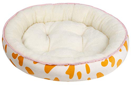SimidunEUR Hundebett Waschbar Runde Hundekorb für kleine Hunde Katzen Weiche Plüsch Hundekissen，Milchgelb 1,2XL (90 * 750CM)