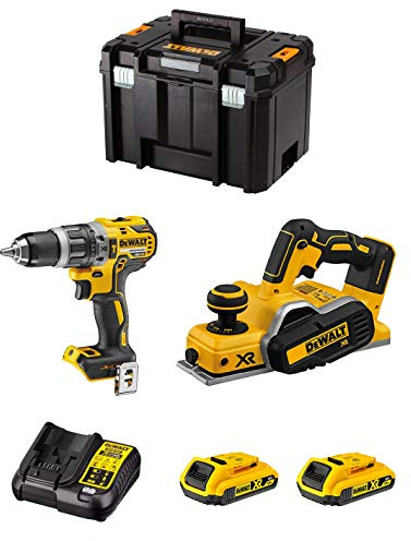 Kit DWK207 (Schlagbohrschrauber DCD796 + Hobel DCP580 + 2 Batterien 2,0 Ah + Ladegerät + TSTAK VI)