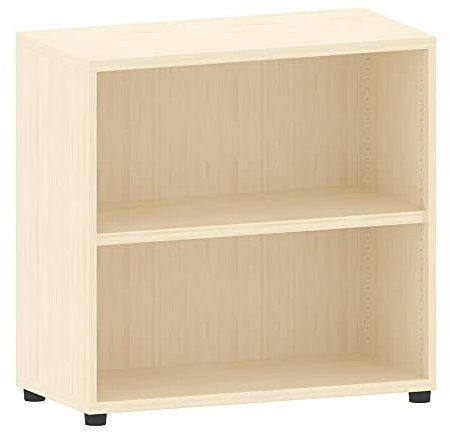 Aktenregal 2 Fächer | Büroregal 2OH B40xT80xH77,5cm aus Holz | Büromöbel Ordnerregal Bücherregal Regal Homeoffice Aufbewahrungsregal | Boden höhenverstellbar | Made in Germany (Ahorn)