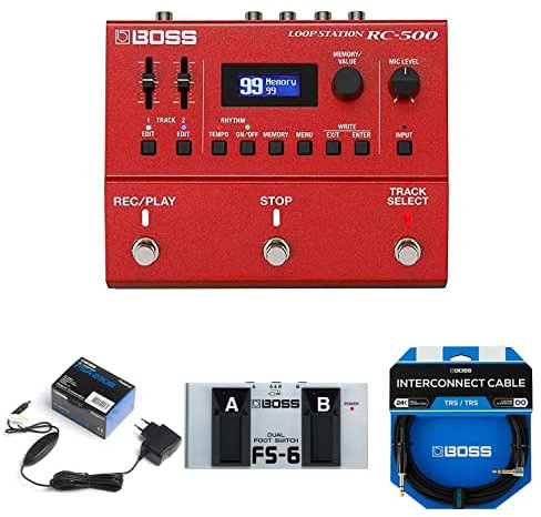 Bundle Loop Station RC-500 BOSS avec adaptateur PSA, double commutateur au pied FS-6 et câble d'interconnexion BCC-3-TRA