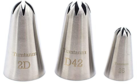Tumtanm #2D #D42#25 Seamless Stainless Steel Large Icing Piping Nozzles, DIY Icing Nozzle Tool for Cupcakes