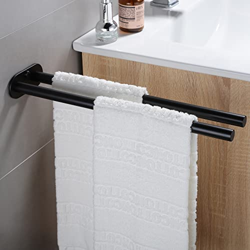 ZUNTO Handtuchhalter Zweiarmig Handtuchstange Bad Wandmontage Doppelt Edelstahl Gebürstet 40cm Schwarz