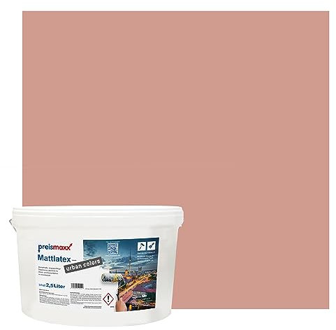 Preismaxx Mattlatex Farbe für Innen urban colors, bunte Wandfarbe Latexfarbe matt, braun, helles rotbraun, light red-brown 2,5L