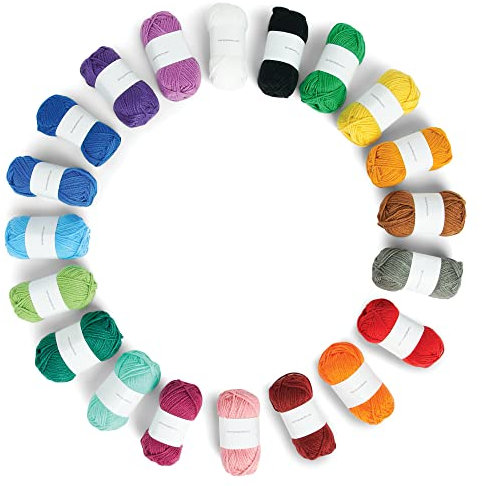 Caron® Little Crafties™ 20 verschiedene Acryl-Garnknäuel, je 63 m, für Strick- und Häkelprojekte, Multipack-Starter-Set, Mehrfarbig/Meereswellen (Ocean Tides)