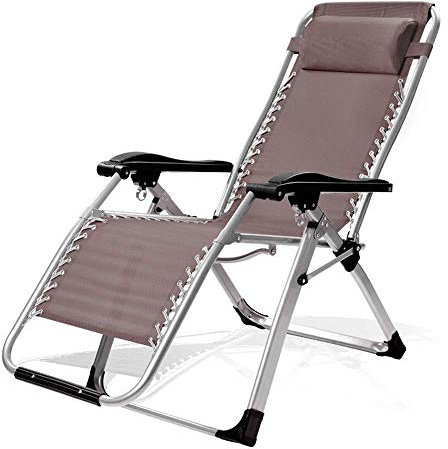 Bequemer Klappstuhl Metall-Plissee-Sessel Bett-Liege Zero Gravity Lock-Textilene Fabric Patio Lounge Adjustable Recliners for Beach Side Pool Outdoor Square with Cushion for Head little surprise