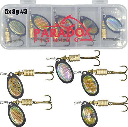 Paradox Fishing Spinner Sets 5X 8g #3 I Spinner Angeln Angelköder Blinker Angeln Barschköder Angelköder Angelzubehör Set (5X 8g #3)