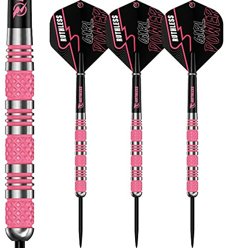 RUTHLESS RX Girl Power Darts-Set, 90 % Wolframstahlspitze, gerändelt, Rosa, Standard, 28 g (D6107)