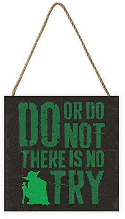 Pyramid International Star Wars Wandkunst (Yoda There Is No Try Design), 20 cm x 20 cm x 3 cm, offizieller Merchandise-Artikel, Grün