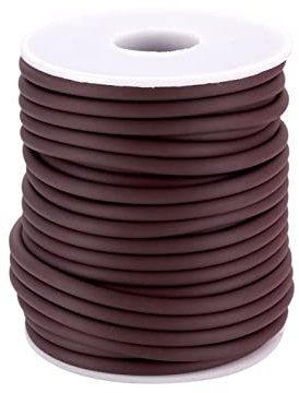Crafans Rotolo di corda in gomma da 4 mm, con foro da 2 mm, per la creazione di gioielli, fai da te, bracciali, corda tubolare per lavori a maglia, colore: marrone sella