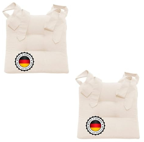 Bonvionn Zwei Stuhlkissen Sitzkissen Schleifenband Auflage Polster Stuhl Stuhlauflage Rattanstühle extra dick Esszimmerstühle Indoor Outdoor(Elfenbein)