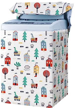 Odot Washing Machine Cover Top Load Waterproof Dustproof Nordic Washer Machine Dryer Protector Sunscreen Washer Dryer Cover for Most Top Load Washer Dryer (Cartoon,XL capacity 8.5-12kg)