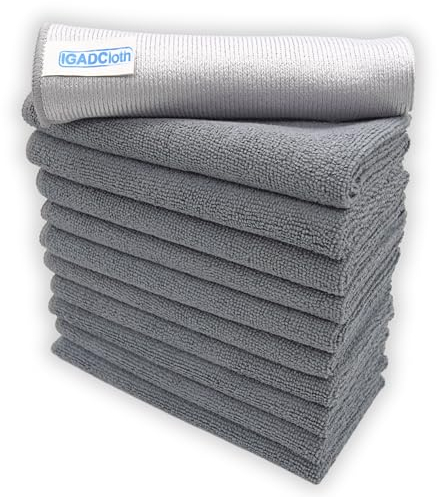 10+1 free glass cloth, 40x40cm IGADCloth, Grey Microfibre Cleaning Cloths, Durable Cleaning Cloths for a Pristine Clean, Ideal Microfiber Cloth for all Surfaces