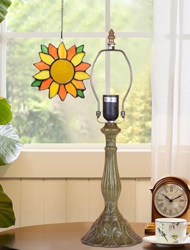 BOTOWI Remplacement de la Base de la Lampe de Table Seulement 19 de Hauteur Alliage Pied de Lampe de Chevet, Bronze Antique, Tiffany Douille Base en métal pour Abat-Jour en vitrail Tiffany de 12