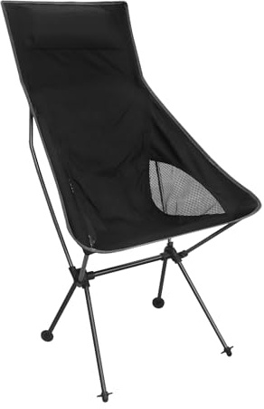 Gearific Lightweight High Back Folding Camping Chair, Outdoor Camping Chair, Portable Backpacking Chairs, for Camping, Beach and Travel with Pocket Carry Bag Compact (Black)