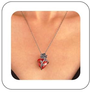 Dervivea Punk Fiore Cuore Pendente Collana Rubino Cuore Collana Rosso Cristallo Cuore Amore Collana Nero Rosa Fiore Girocollo Collana Gioielli Per Donne E Ragazze