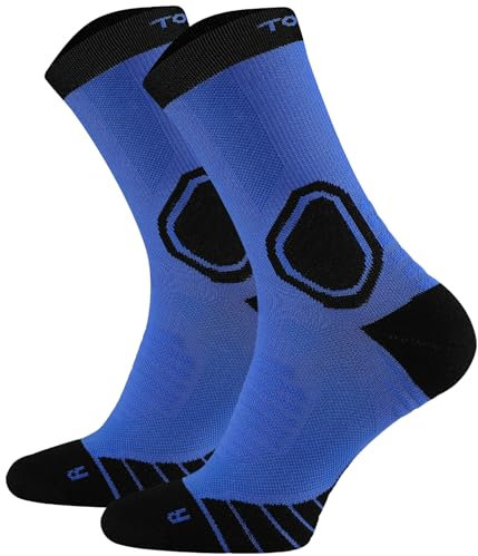 TODO MTB Socken Lang TRAIL MASTER Radsocken Herren und Damen. Atmungsaktive Mountainbike MTB Socken Herren und Damen Fahrradsocken (39-42, Blau)