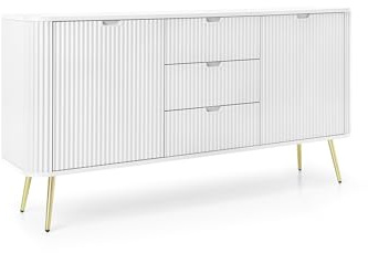 3E 3xE living.com Weiße Kommode, Beine: Gold, D: L: 168 cm, H: 87 cm, T: 39 cm