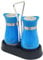 Sale e Pepe Set in Vetro, Saliera e Pepiera, Barattolo Sale Grosso e Fino, Porta Sale Grosso e Fino per in Cucina, BBQ, Lavabili in Lavastoviglie (Blu Scuro)